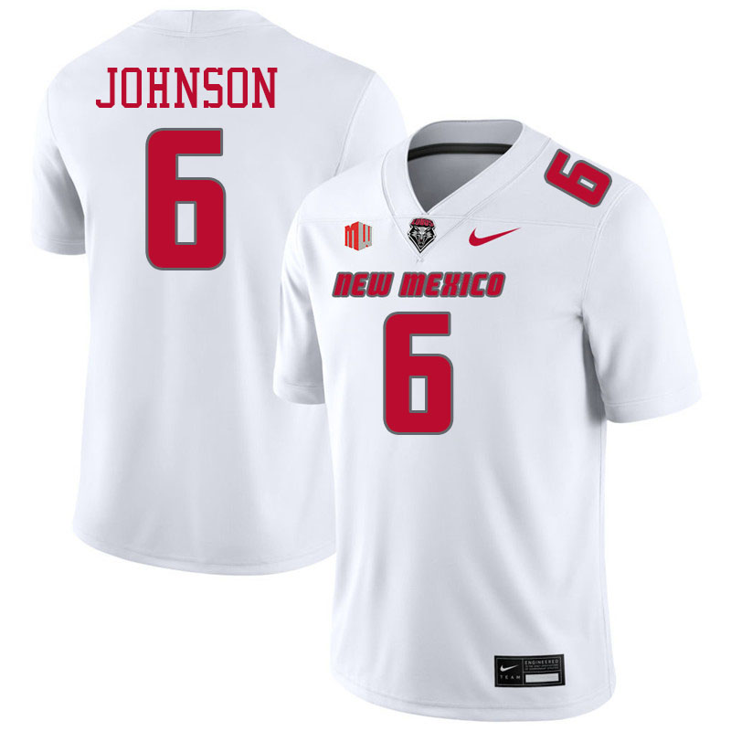 New Mexico Lobos #6 Keagan Johnson College Football Jerseys,Uniforms-White